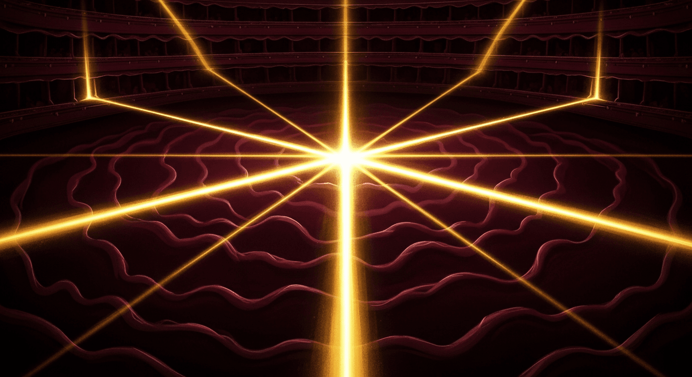 Dramatic chiaroscuro visualization of choosing between diverging paths, representing the decision between PR platforms